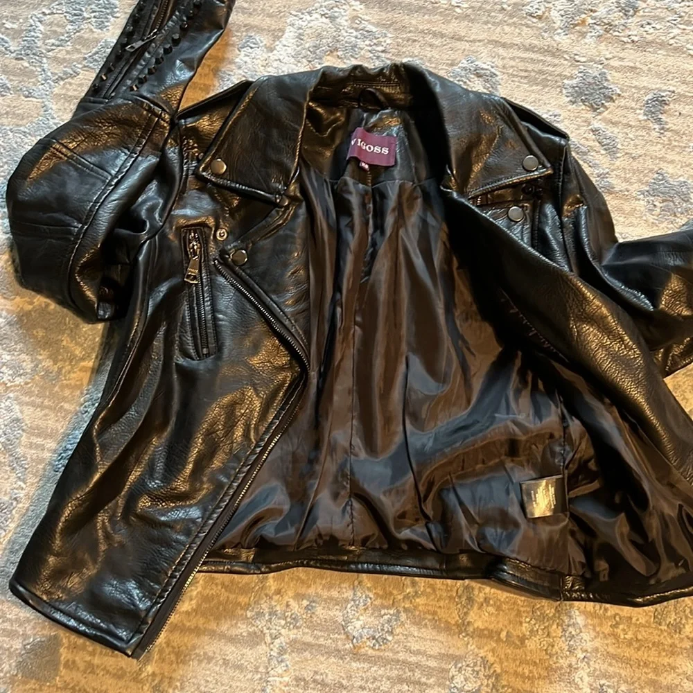 Vigoss Moto Faux Leather Jacket Buckles, and Studs Size XS - Picture 8 of 8